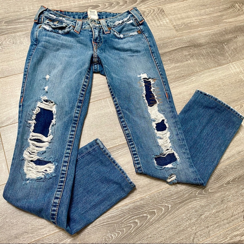 Distressed "Billy" True Religion Low Rise Jeans